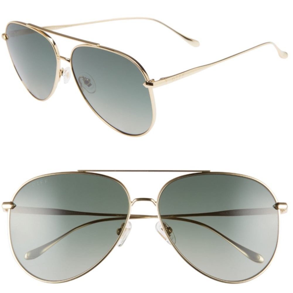 Diff Eyewear Gold Aviator Sunglasses